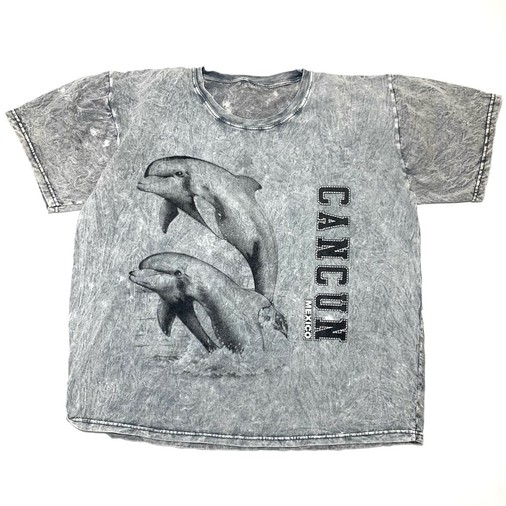 Cancun Mexico Vintage Acid Dye Gray Shirt Mens XL